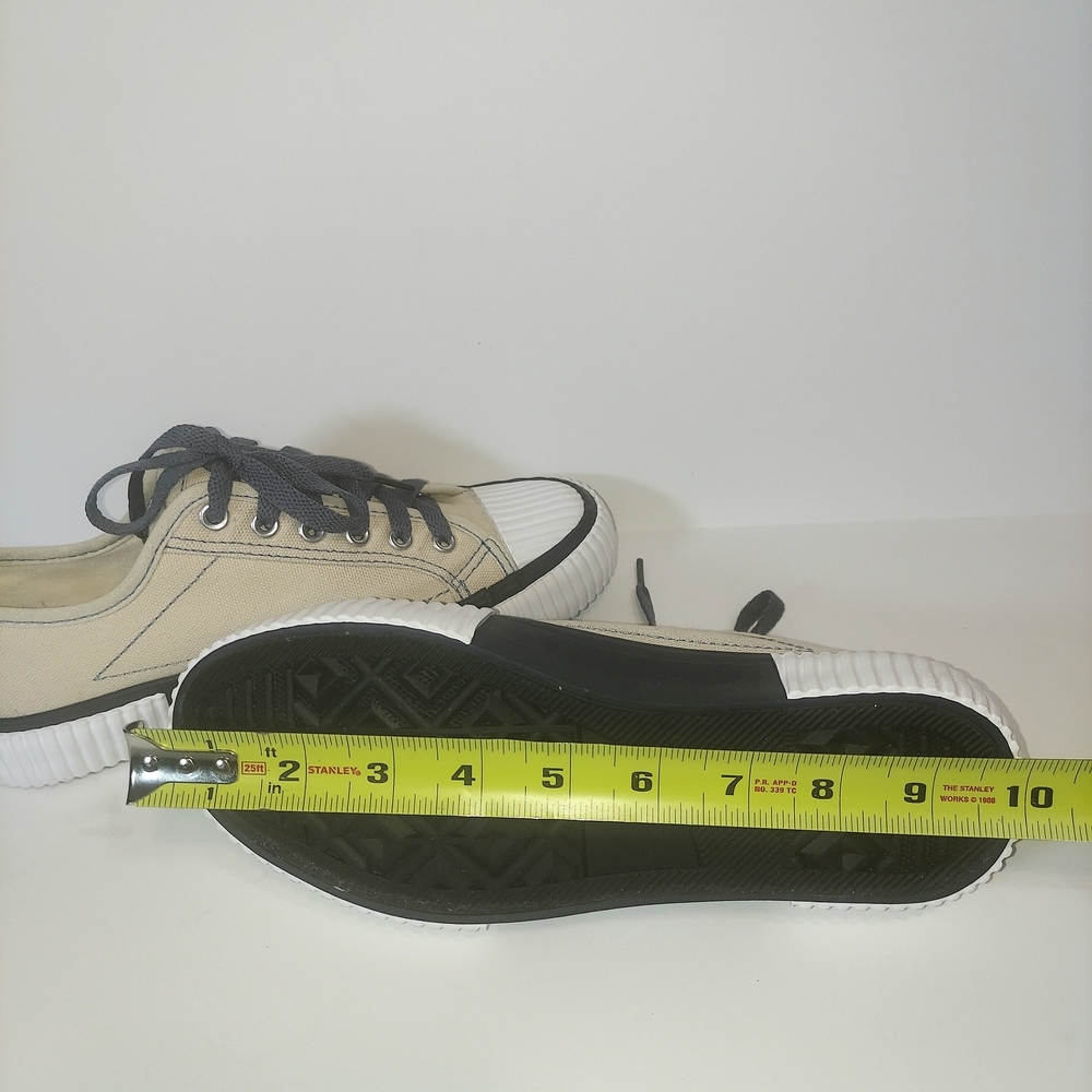 Women's Mutuoni Beige Canvas Low-Top Sneakers with Black Trim and Navy Laces - Picture 7 of 7
